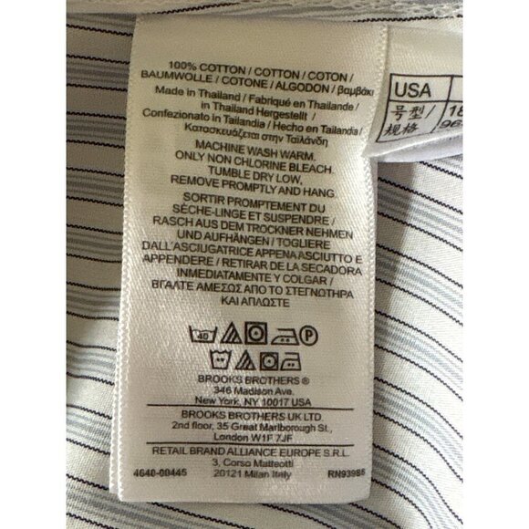 Brooks Brothers 346 Fitted Cotton Button Down, Blue White Stripe Women's Size 16 - Picture 8 of 8